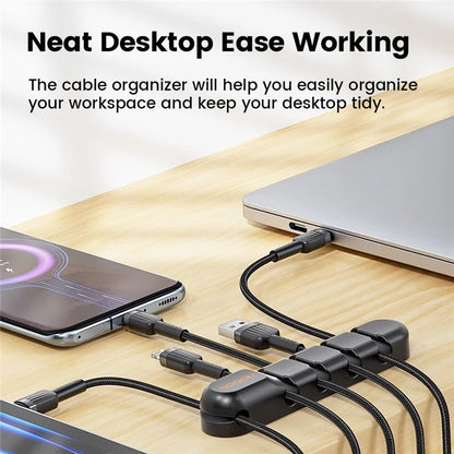 TOOCKI 7-Slot Computer Cable Clip Silicone Cord Holder Organizer