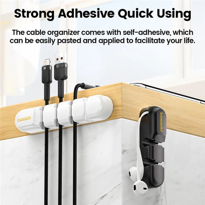 TOOCKI 7-Slot Computer Cable Clip Silicone Cord Holder Organizer