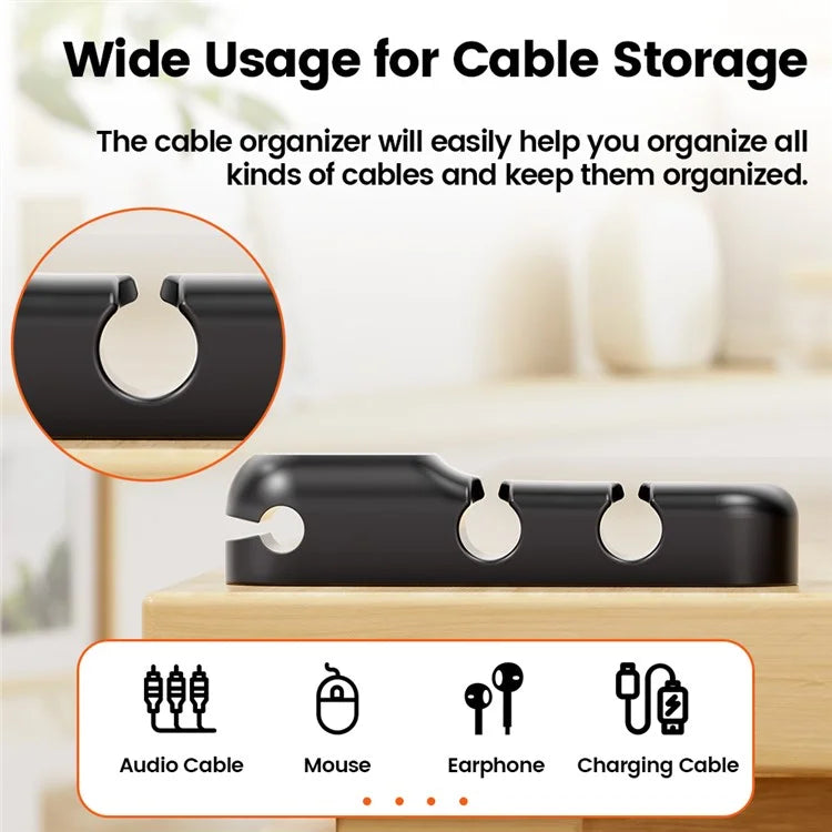 TOOCKI 7-Slot Computer Cable Clip Silicone Cord Holder Organizer