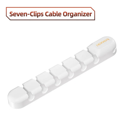 TOOCKI 7-Slot Computer Cable Clip Silicone Cord Holder Organizer