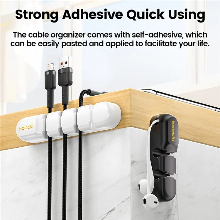 TOOCKI 7-Slot Computer Cable Clip Silicone Cord Holder Organizer