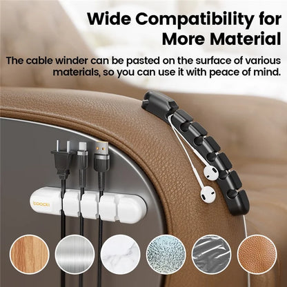 TOOCKI 7-Slot Computer Cable Clip Silicone Cord Holder Organizer