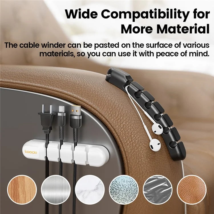 TOOCKI 3-Slot Silicone Cord Organizer Charger Cable Management Cable Holder