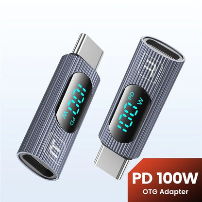 TOOCKI TQ-OTG07 Type-C Male to Type-C Female 100W Digital Display Adapter