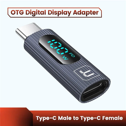 TOOCKI TQ-OTG07 Type-C Male to Type-C Female 100W Digital Display Adapter