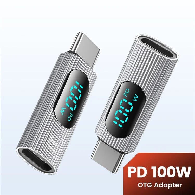 TOOCKI TQ-OTG07 Type-C Male to Type-C Female 100W Digital Display Adapter