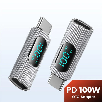 TOOCKI TQ-OTG07 Type-C Male to Type-C Female 100W Digital Display Adapter