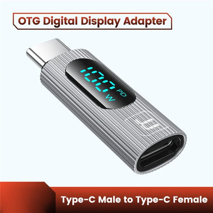 TOOCKI TQ-OTG07 Type-C Male to Type-C Female 100W Digital Display Adapter