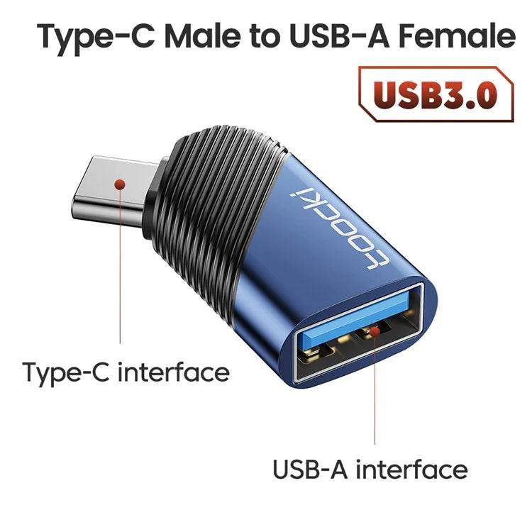 TOOCKI TQ-OTG06 Type-C Male to USB 3.0 Female Converter 5Gbps Data Adapter