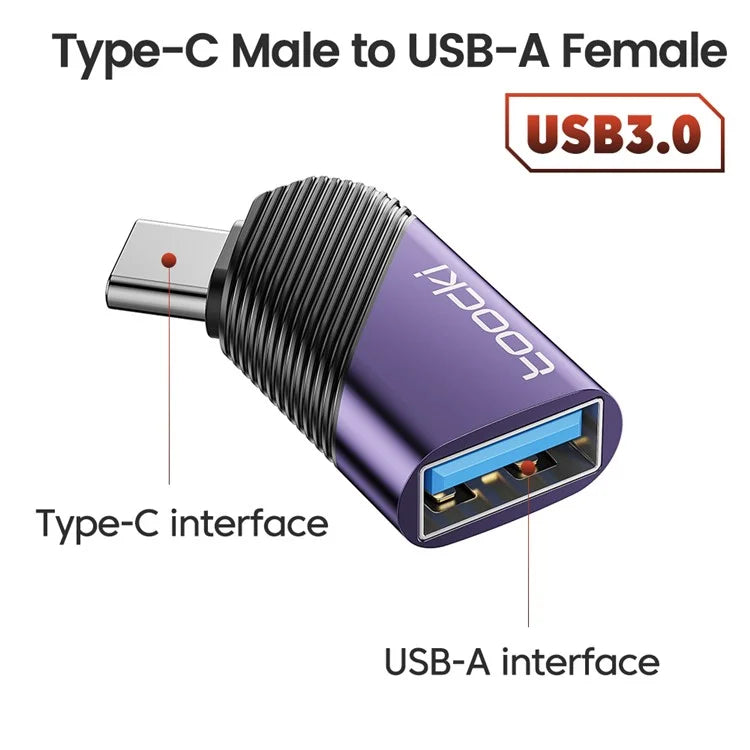 TOOCKI TQ-OTG06 Type-C Male to USB 3.0 Female Converter 5Gbps Data Adapter