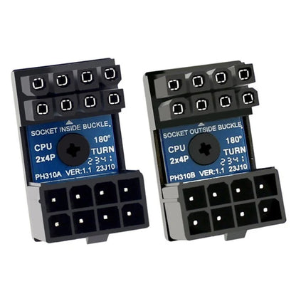 PW-053 2Pcs / Set ATX 8P EPS Male to Female 360 Degree Up+Down Angled Power Adapter for CPU 12V