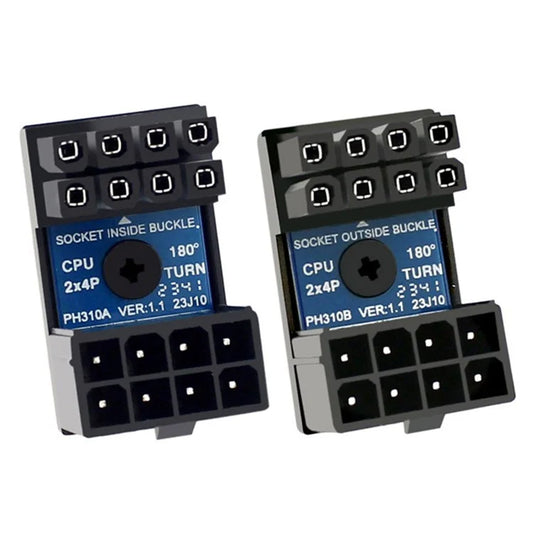 PW-053 2Pcs / Set ATX 8P EPS Male to Female 360 Degree Up+Down Angled Power Adapter for CPU 12V