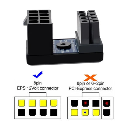 PW-053 2Pcs / Set ATX 8P EPS Male to Female 360 Degree Up+Down Angled Power Adapter for CPU 12V