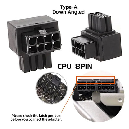 PW-054 2Pcs / Set ATX 8P EPS Male to Female 90 Degree Up+Down Angled Power Adapter for CPU 12V