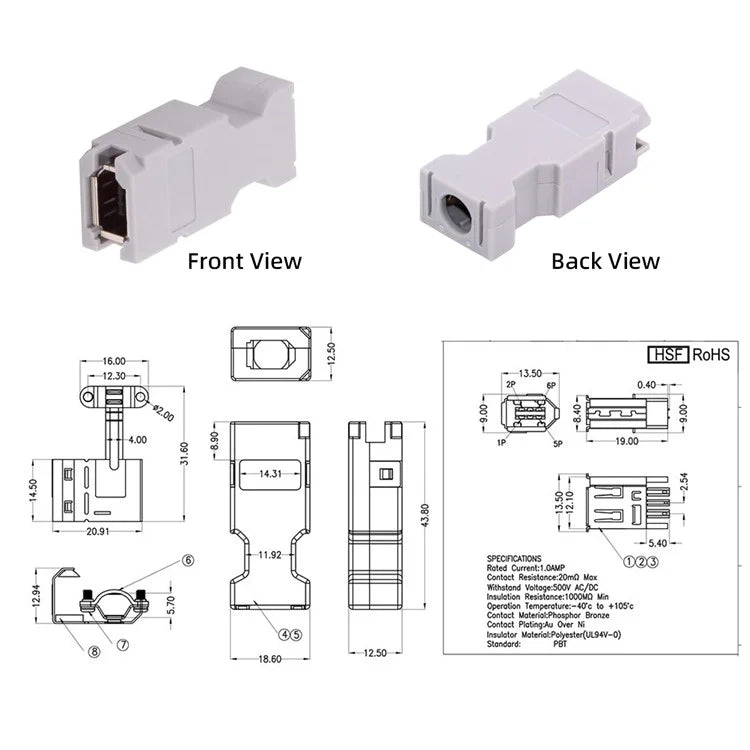 CN-010-FE SM-6E I / O Connector IEEE 1394 6Pin CN3 Socket 55100-0670 Female JZSP-CMP9-1-E Compatible with Yaskawa Panasonic Servo 54280-0609