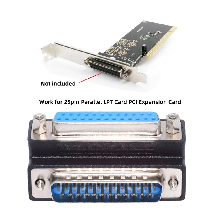 DB-008-UP DB-25PIN Up 90-Degree Angled DSUB Parallel LPT AES / EBU 25-Pin Male Screw to Female Nut Adapter