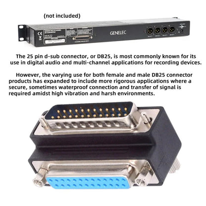 DB-008-UP DB-25PIN Up 90-Degree Angled DSUB Parallel LPT AES / EBU 25-Pin Male Screw to Female Nut Adapter