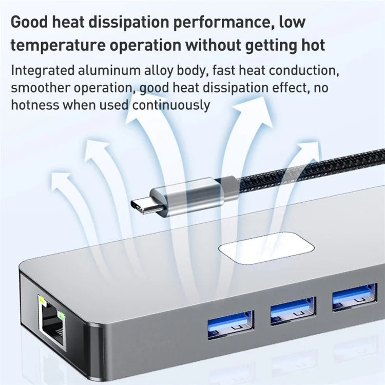 BYL-2401 8-In-1 USB-C to DisplayPort HD 4K Docking Station Adapter PD 100W Ethernet Connector