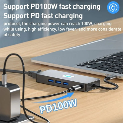 BYL-2401 8-In-1 USB-C to DisplayPort HD 4K Docking Station Adapter PD 100W Ethernet Connector