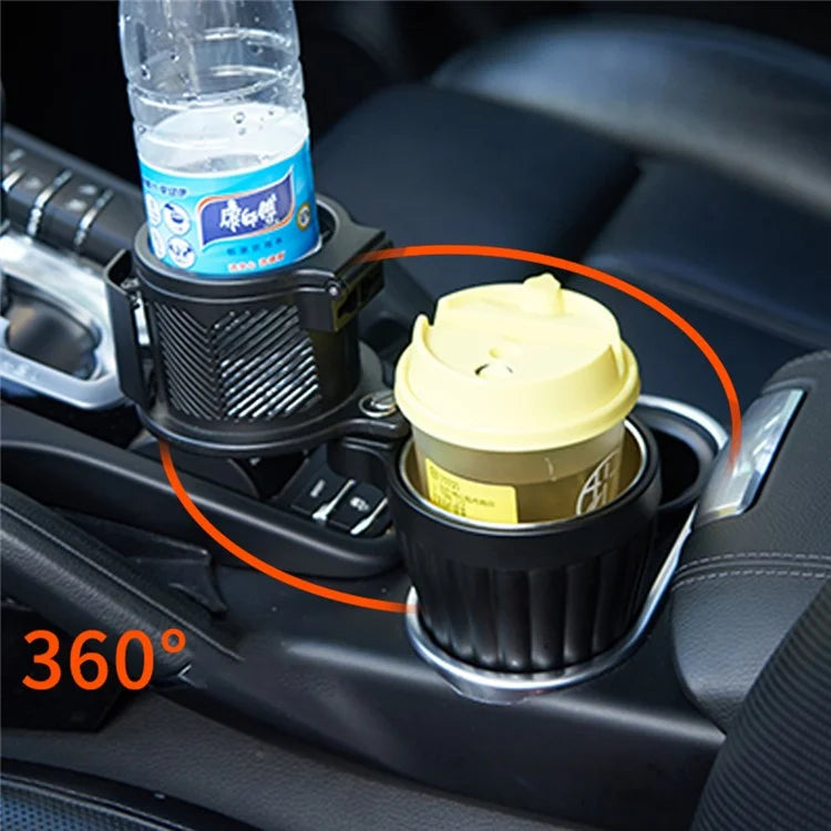 Rotation Car Cup Holder ABS+Stainless Steel Bottle Organizer for Convenient Driving
