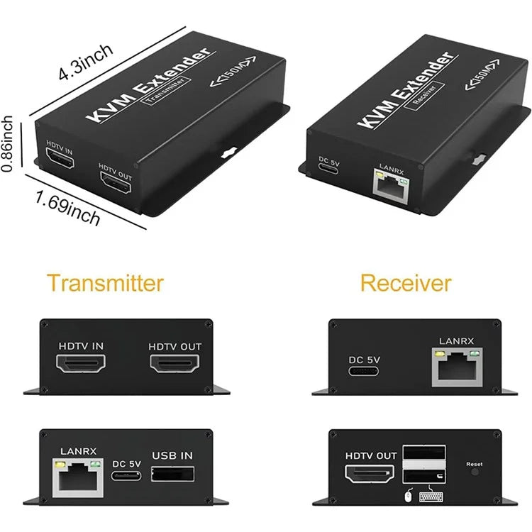 OZD13D14 150m Ethernet Cable HD KVM Extender (1 Transmitter+1 Receiver)