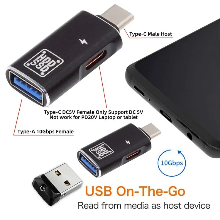 UC-035-AC 10Gbps Type-C to USB 3.0 Female OTG DC 5V Power Adapter for Tablet Phone