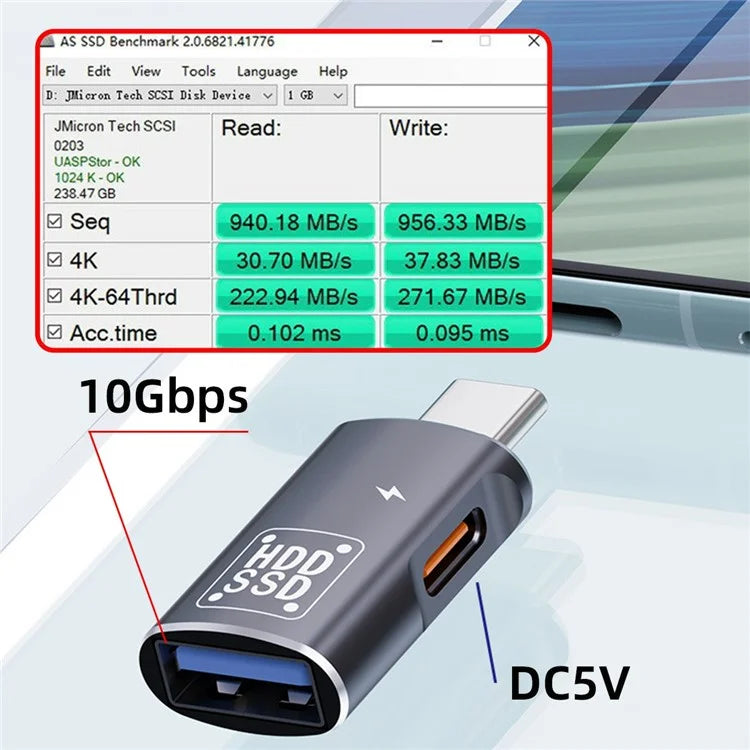 UC-035-AC 10Gbps Type-C to USB 3.0 Female OTG DC 5V Power Adapter for Tablet Phone