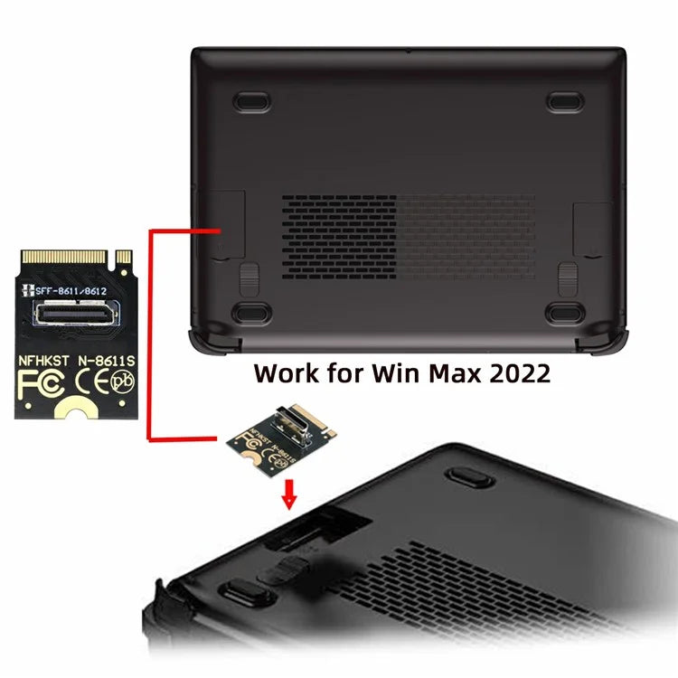 SF-023-2230MM 2230 PCI-E4.0 M.2 M-key to OCuLink SFF-8612 SFF-8611 Vertical Host Adapter for NVME U.2 SSD eGPU