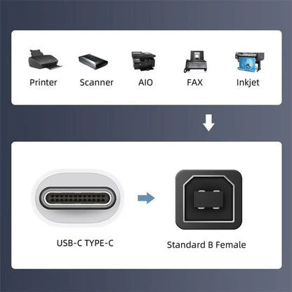 U2-010-CM 2Pcs / Set USB 2.0 B Type Female to Type-C Male Angled + Straight Extension Adapter for Printer Phone Disk