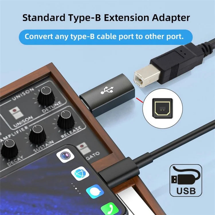 U2-010-MM 2Pcs USB 2.0 B Type Female to Mini USB & Micro Male Extension Adapter for Printer Phone Disk
