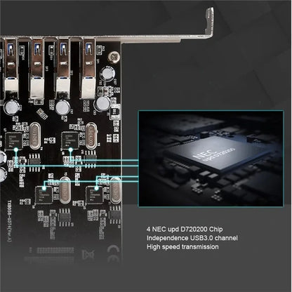 TXI058 Desktop Computer 4 USB3.0 PCI Express Card Adapter 4x5G PCI-E to USB3.0 Expansion Card