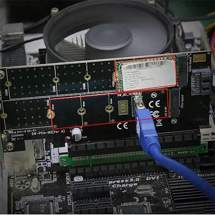 TXB044 110mm M Key + B Key Double Adapter Card Pcie to M.2 Nvme SSD NGFF Adapter Card