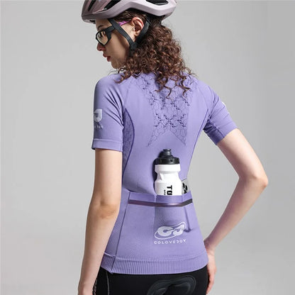 GOLOVEJOY QXF02 Women's Cycling Short Sleeves Shirt Sports Tops Zipper Bike Jersey