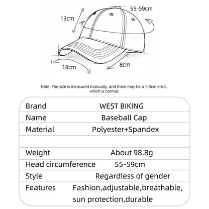 WEST BIKING YP0201424 Unisex Casual Baseball Cap Summer Breathable Outdoor Sunproof Hat