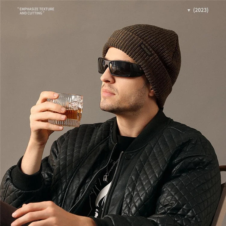 GOLOVEJOY DMZ104 Retro Fleece Knitted Hat Windproof Ear Protection Winter Cap One Size for Men