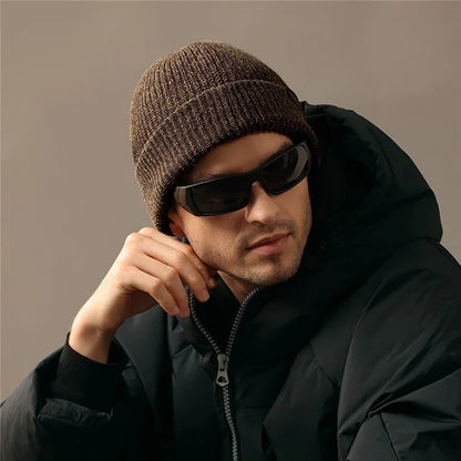 GOLOVEJOY DMZ104 Retro Fleece Knitted Hat Windproof Ear Protection Winter Cap One Size for Men
