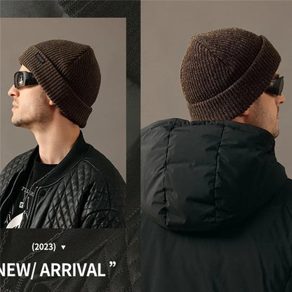 GOLOVEJOY DMZ104 Retro Fleece Knitted Hat Windproof Ear Protection Winter Cap One Size for Men
