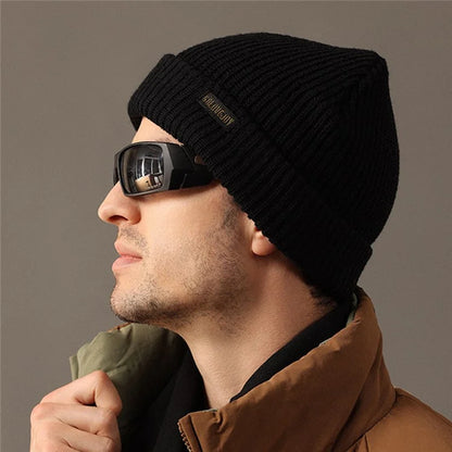 GOLOVEJOY DMZ104 Retro Fleece Knitted Hat Windproof Ear Protection Winter Cap One Size for Men