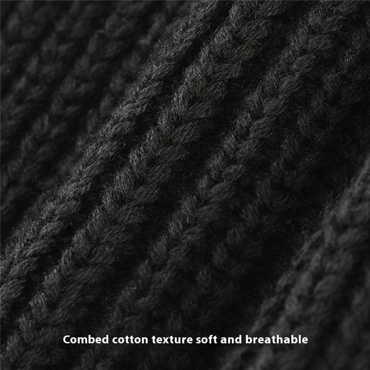 GOLOVEJOY DMZ81 Winter Combed Cotton Men Hat Elastic Knitted Warm Beanie Cap Face Mask - Black