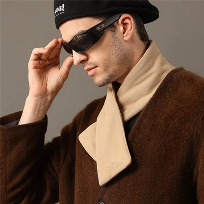 GOLOVEJOY DWJ47 82cm Retro Men Winter Scarf Warm De Rong Velvet Outdoor Windproof Scarf