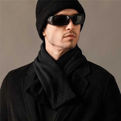 GOLOVEJOY DWJ47 82cm Retro Men Winter Scarf Warm De Rong Velvet Outdoor Windproof Scarf