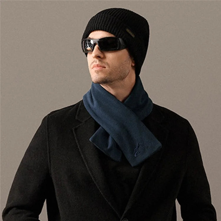 GOLOVEJOY DWJ47 82cm Retro Men Winter Scarf Warm De Rong Velvet Outdoor Windproof Scarf