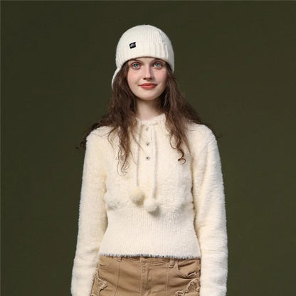 GOLOVEJOY DMZ94 Women Winter Short Brim Warm Cap Windproof Knitted Duckbill Hat