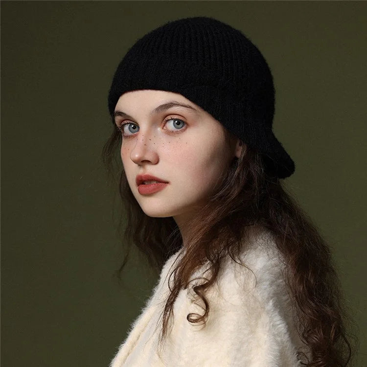 GOLOVEJOY DMZ94 Women Winter Short Brim Warm Cap Windproof Knitted Duckbill Hat