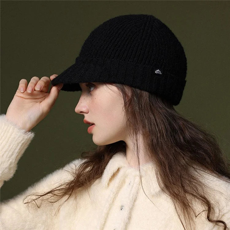 GOLOVEJOY DMZ94 Women Winter Short Brim Warm Cap Windproof Knitted Duckbill Hat