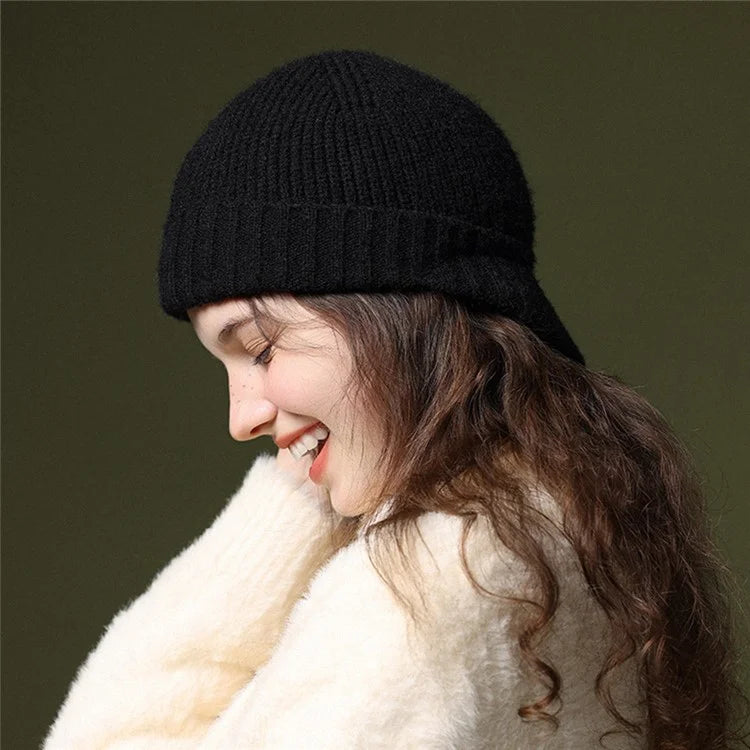 GOLOVEJOY DMZ94 Women Winter Short Brim Warm Cap Windproof Knitted Duckbill Hat