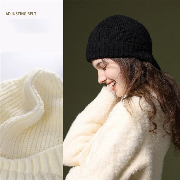GOLOVEJOY DMZ94 Women Winter Short Brim Warm Cap Windproof Knitted Duckbill Hat