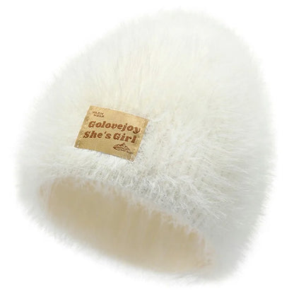 GOLOVEJOY DMZ97 Women's Faux Mink Fur Winter Knited Hat Windproof Warm Ear Protection Cap with High Elasity One Size