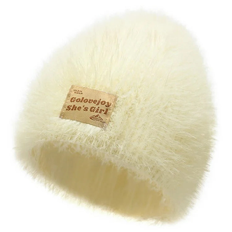 GOLOVEJOY DMZ97 Women's Faux Mink Fur Winter Knited Hat Windproof Warm Ear Protection Cap with High Elasity One Size