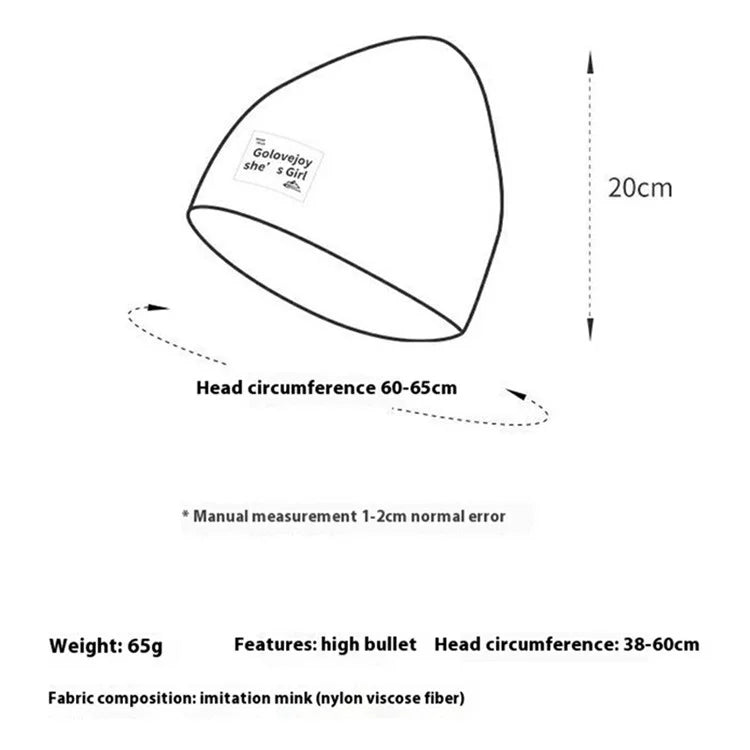 GOLOVEJOY DMZ97 Women's Faux Mink Fur Winter Knited Hat Windproof Warm Ear Protection Cap with High Elasity One Size